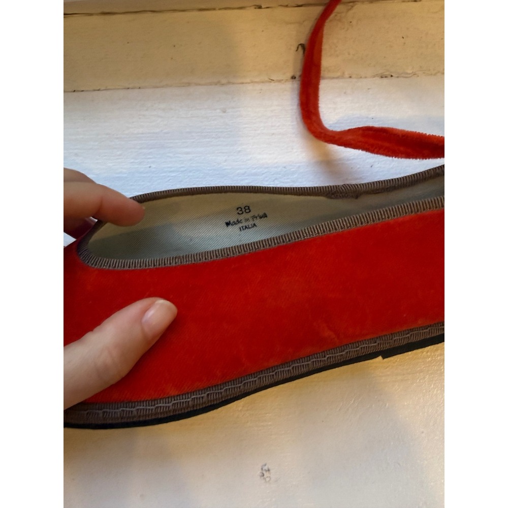 Viani Milano x Lilly Sisto Red Velvet Mary Jane Ankle Strap Flats Shoes - Picture 4 of 5